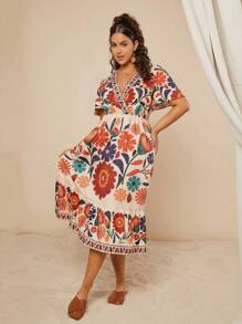 SHEIN VCAY Christmas Dress Vacation Outfits Woman Holiday Party Dress Modest Dress Teacher Clothes Casual Dresses Casual Dresses - Multicolor - View 6