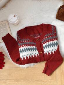 Comfortcana 女士新款费尔岛图案毛衣，适合圣诞节穿着