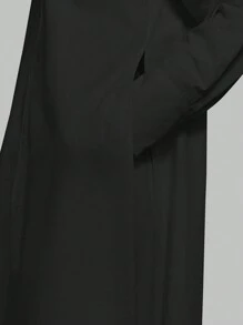 Ontre 2025 Autumn New Women's Casual Loose Vacation Matching Shirt, Black Long Shirt, Women's Shirt, Women's Button-Up Shirt, Commuting, Summer Business Casual Beach Birthday Party Outfit, Women's Teacher Uniform Shirt, Women's Office Wear - Black - View 5