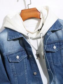 Manfinity Homme Men's Casual Gradient Washed Denim Jacket For Autumn - Dark Wash - View 6