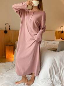 DAZY Minimalist Loose Half-Placket House Dress