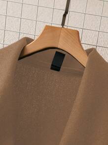 SHEIN LUNE Plus Size Autumn Casual Colorblock Jacket, For Winter - Khaki - View 3