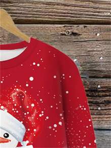 INAWLY Blusa feminina casual de manga comprida com estampa de boneco de neve, gola redonda, ideal para o dia a dia e para o outono. - Multicolorido - Ver 3