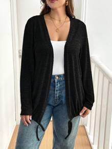 SHEIN Essnce 2pcs Plus Size Plain Casual Long Sleeve Jacket Set