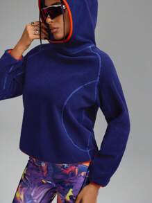 Innovista Damen Oversize Fleece Farbblock Lässig Outdoor Sport Sweatshirt, Trainingsanzug, Laufen, Crop Sweatshirt mit kontrastierenden Farben Reißverschlussösen, Workout Gym Alltag, Damen Hoodies, Herbst Damen Outfits, Herbst Sweatshirts, Camping, Outdoor, Herbst Winter Damen Outfit, Thermisch, Kaltwetterbekleidung