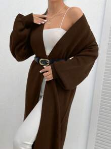 SHEIN PETITE Cardigan cu dublu buzunar pe umeri