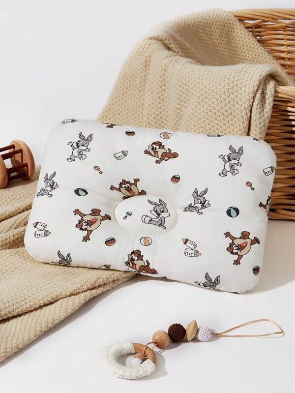LOONEY TUNES X SHEIN وسادة قطنية طفل مريحة ذات طباعة كرتونية جميلة، لعيد الحب