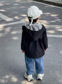 1 pieza Chaqueta térmica casual y cálida para niños pequeños, adecuada para volver al colegio, cumpleaños, baby shower, temporada de otoño/invierno