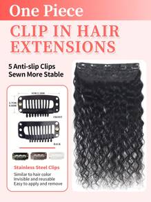 Kẹp Tóc Sóng Sâu Trong Tóc Người 5 Kẹp Tóc 100% Tóc Người Thật Tóc Giả Cho Phụ Nữ Màu Tự Nhiên - Natural Black - Xem 7