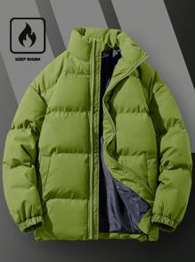 Manfinity Homme Chaqueta acolchada holgada con bolsillo ladeado para hombre