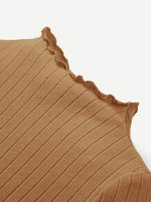 Cozy Pixies 2pcs/Set Baby Girl Solid Color Round Neck Ruffle Hem Long Sleeve Top And Legging Pants