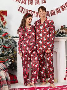 Christmas Cartoon Cute Men Pajama Set - Multicolor - View 6