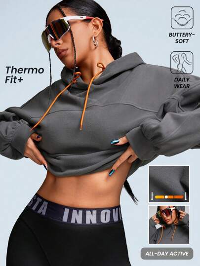 Innovista Y cómoda sudadera con capucha en corte holgado, sudadera, chándal, parte superior de ejercicio, sudadera de felpa, parte superior para salir, suéter, sudaderas, suéter, sudadera con estampado camuflaje, suéter, ropa deportiva, sudadera con capucha de felpa, atuendos de mujer para otoño, tops de entrenamiento para mujeres, atuendos de mujer para otoño e invierno, ropa de mujer para invierno, térmica, naranja