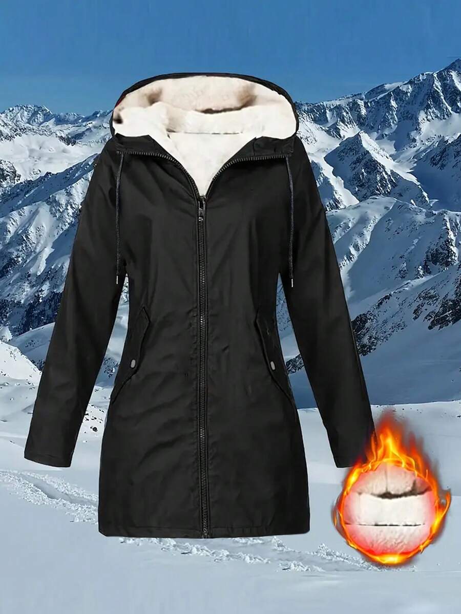 保暖衬里长袖防风棉服，秋冬