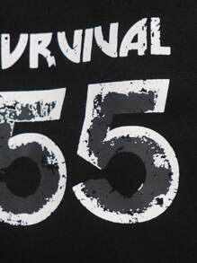 Manfinity EMRG 2pcs Men Casual Street Style Letter Flame Print Hoodie And Loose Fit Pants Set - Black - View 3