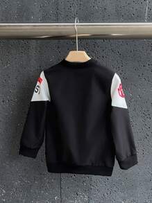 SHEIN Jachetă de modă cu imprimeu casual pentru băiat tânăr, potrivită pentru ținuta zilnică, școală, ieșiri și sezonul de toamnă/iarnă