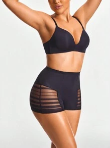 SHEIN Shape Ropa interior moldeadora sin costuras con parches de malla de unicolor para mujer