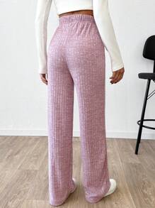 EURMUSE Pantalones rectos de unicolor casual para mujer - Rosa - Ver 2