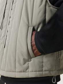 SUMWON 超大号连帽绗缝羽绒背心冬季无袖马甲加厚外套保暖徒步户外运动服分层单品 - 灰色 - 查看 6