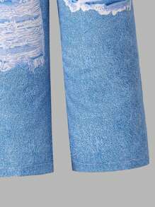 Conjunto de 2 piezas de sudadera con capucha informal y pantalones vaqueros rasgados para niñas, de material suave y de punto suelto, adecuado para otoño/invierno, elegante para uso diario/exterior