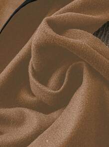 SHEIN LUNE Plus Size Autumn Casual Colorblock Jacket, For Winter - Khaki - View 4