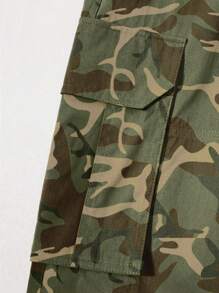 Manfinity Homme 男士工装口袋迷彩宽松直筒休闲裤，秋季 - 彩色 - 查看 4