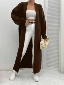 SHEIN PETITE Cardigan cu dublu buzunar pe umeri
