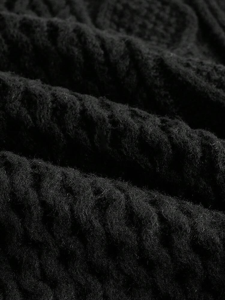 SHEIN Maija Damski gładki top z okrągłym dekoltem i krótkim rękawem w stylu nietoperza, swobodny, dzianinowy, jesień/zima