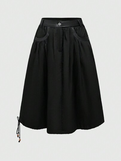 Hippie Femmes jupe évasée à fleurs bourgeons unie décontractée, automne