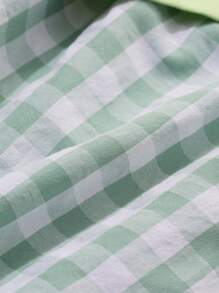 DAZY Set Of Round Neck T-Shirt Top And Plaid Pants Casual Loungewear Pajama