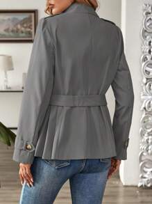 EMERY ROSE Women's Casual Wide Lapel Double Breasted Belted Trench Coat