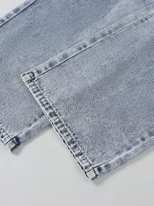 Sparklyn 3pcs/Set Teenage Girls Casual Long Sleeve Shirt With Attached Tank Top & Loose Washed Blue Denim Pants, Spring & Autumn