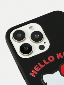 HELLO KITTY AND FRIENDS | SHEIN 卡通字母印花黑色TPU时尚手机壳 - 黑色 - 查看 4