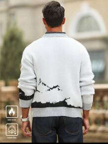 Manfinity Homme Men's Tree Pattern Long Sleeve Single Breasted Casual Cardigan, Autumn/Winter - Multicolor - View 5