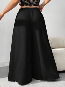 SHEIN EZwear Pantalones casuales de talla grande con cintura ajustable y pierna ancha