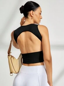 Activina Activina Camiseta deportiva ajustada con espalda recortada de un solo color