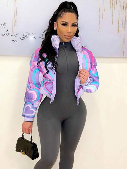 Casual Printed Warm Winter Long Sleeve Insulated Jacket