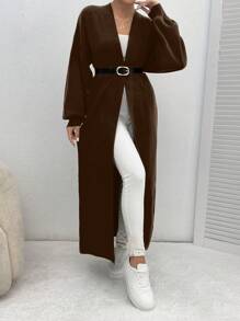 SHEIN PETITE Cardigan cu dublu buzunar pe umeri