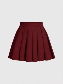 SHEIN MOD Ladies' Apricot Suit Set, Retro Outfit, Back To School - Burgundy - View 6