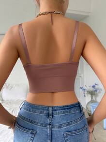 Moonlight&Mama 1pc Maternity Wire-Free Solid Elastic Nursing Bra - Burgundy - View 2