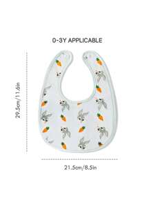 LOONEY TUNES X SHEIN 3pcs/Pack Cartoon Print 100% Cotton Baby Bibs - Multicolor - View 7