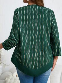 EMERY ROSE Plus Size Women's Casual Gold Foil Print Tops For Autumn