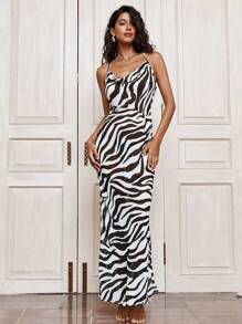 Opulessa Zebra Print Off-The-Shoulder Dress For Women