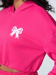 SHEIN Sports 2pcs Set Loose Fit Sweatshirt And Sweatpants With Butterfly Print, Sports