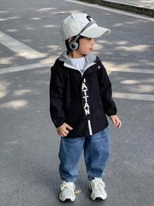 1 pieza Chaqueta térmica casual y cálida para niños pequeños, adecuada para volver al colegio, cumpleaños, baby shower, temporada de otoño/invierno