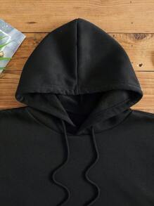 INAWLY 休闲复古花卉印花宽松连帽运动衫 - 黑色 - 查看 4