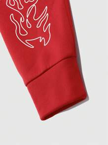 Manfinity EMRG Conjunto casual de talla grande para hombre con sudadera con capucha de manga larga con estampado de estrella y letra, y pantalón de chándal en otoño