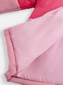 SHEIN Áo khoác nhẹ có lớp lót, màu hồng gradient với chữ in logo trường, phong cách thể thao thường ngày, dành cho bé gái tuổi teen. - Hồng - Xem 4