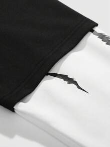 Manfinity Roghcode Sudadera casual de cuello redondo con estampado gráfico de contraste, ropa de calle de manga larga con bloque de color, ideal como regalo para amigos, esposo o novio - Multicolor - Ver 3