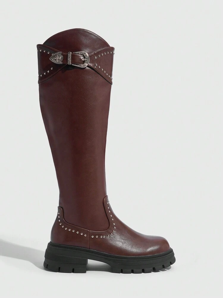 CUCCOO GRLICON Women's Over-The-Knee Boots, Y2K Style, Punk Rock, Biker, Cool Girl, Suitable For Halloween, Christmas, Party Occasions